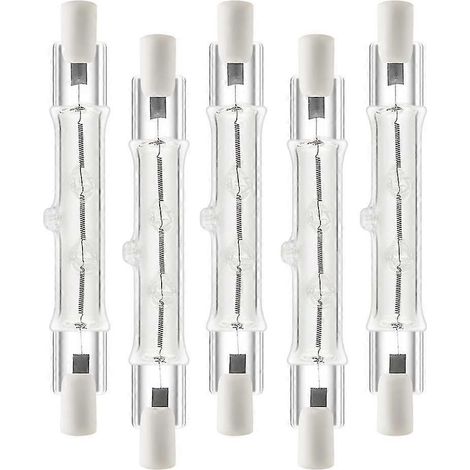 Lot de 5 ampoules halogènes linéaires R7S 118 mm 300 W 230 V, dimmables, pour la construction. (1/5)