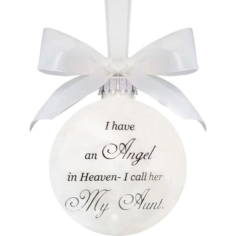 Ornement De Noel - Coeur En Plume Avec Gravure My Heart In Heaven - Décoration Commémorative Pour Arbre De Noël Ou Fenêtre - 1 Pièce (1/5)
