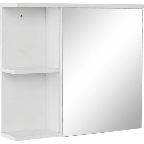 MirzaArmoire avec 1 porte et 1 étagère en panneaux de particules et verre blanc (1/4)