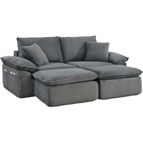 CAIziCanapé 2 places sans structure et sans montage – Cloud Couch rembourré moelleusement, option de canapé de sol modulaire avec repose-pieds, poches de rangement, pour salon et bureau, utilisable co (1/5)