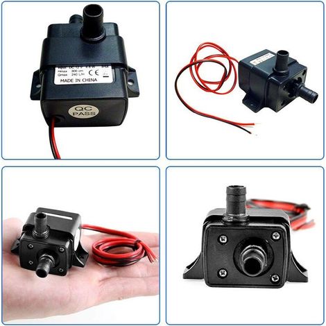 Pompe à Eau Silencieuse Etanche 12V - Submersible de Fontaine Aquarium, 240L/H Lift 300cm