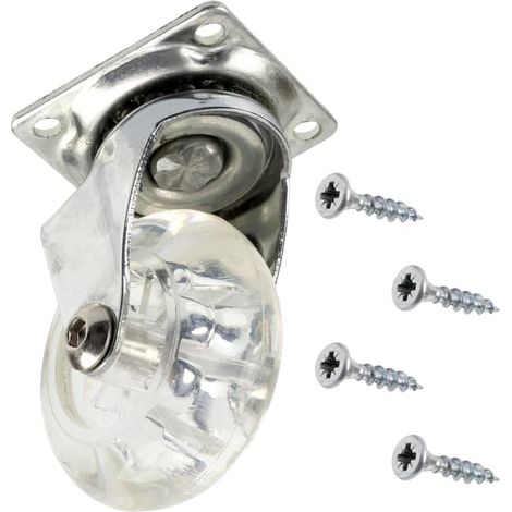 Jeu de 4 roulettes pivotantes à 360° Ø50 mm + 18 vis à bois Ø4x16 mm - platine de fixation à billes 42x42 mm - 50 mm - 4x16 mm - 42x42 mm - 35 kg - 16 mm (1/5)