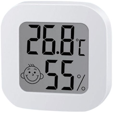 Lot de 1 thermomètres hygromètres LCD Mini thermomètre numérique de chambre Thermomètre de température et d'humidité pour la chambre, le bureau, le sous-sol, 50℃-70℃（-58℉-158℉）10%RH-99%RH  HR, blanc