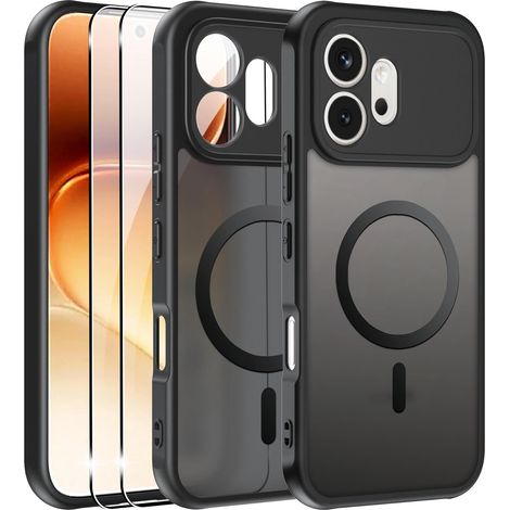 Magnetische Hülle für Honor 600 5G mit MagSafe, Displayschutzfolie aus gehärtetem Glas, stoßfest, weiches Silikon + matte PC-Hülle, matte, transparente Rückseite (1/5)