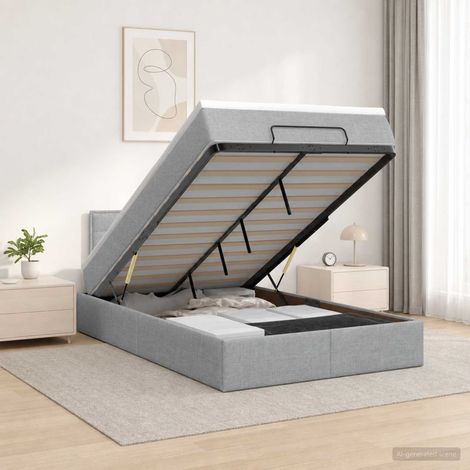 vidaXL Cama otomana con colchón Gris Claro 120 x 200 cm Tela (1/5)