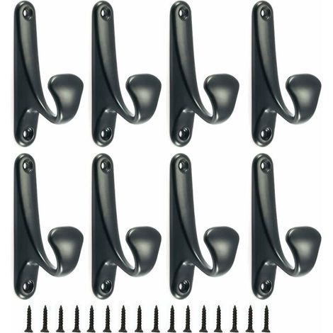 Stück Metall-Kleiderhaken, Wandhaken, inklusive Befestigungsschrauben, einfache Haken für Badezimmer, Küche, Schlafzimmer, Eingangsbereich (Schwarz)