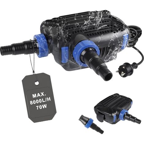 Pompe de Bassin 70W max. 8000L/H Pompe Fontaine Exterieur Aquarium Pompe Submersible Pomp Fontain Pomp À Eau avec Filtre (1/5)