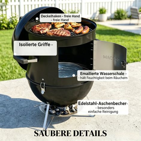 Coffret fumoir 3-en-1 avec 3 plaques de cuisson, sonde thermique incluse et aération ajustable pour barbecue extérieur (1/5)
