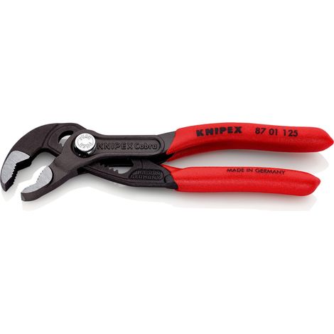 KNIPEX 87 01 125 SB Cobra® Pinza regolabile di nuova generazione per tubi e dadi Rivestita in plastica antiscivolo bonderizzata grigia 125 mm