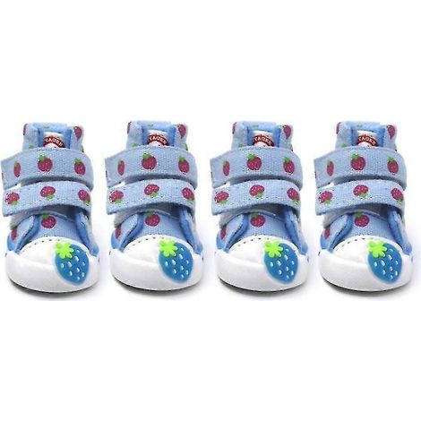 Zapatos para mascotas Zapatos para perros Botines para perros con diseño de fresas antideslizantes de lona (1/5)