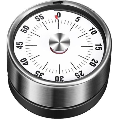 Küchentimer, 60-Minuten-Countdown, mechanischer Magnettimer, keine Batterie erforderlich, Edelstahl, Countdown-Funktion (1/5)
