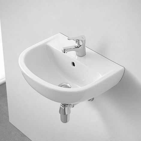 Lavabo sospeso 45 cm in ceramica bianca lucida salvaspazio (1/5)