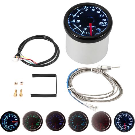Manomètre de température des gaz d'échappement LED 52mm/2.0in avec sonde EGT pour voiture (1/5)