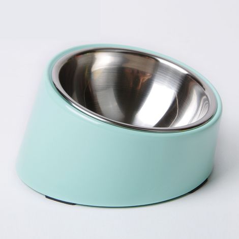 Gamelle pour Chien Chat Bol Incliné Antidérapant Moderne Élégant Support en Mélamine avec Bol Amovible en Acier Inoxydable Massif (1/5)