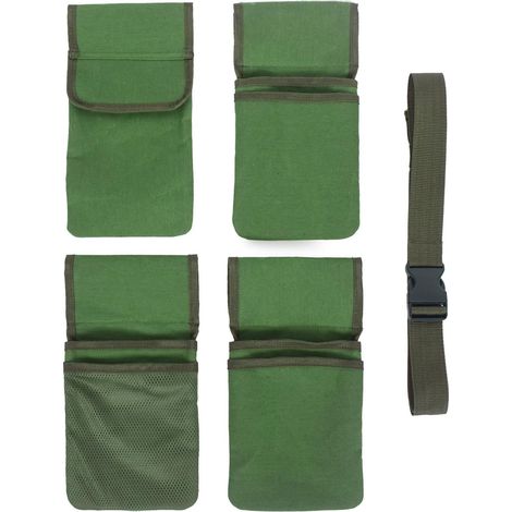 Sac de Ceinture pour Outils de Jardinage avec 4 Pochettes Amovibles, Sac de Taille en Toile Imperméable pour Jardiniers, Plantation, Désherbage, Organisateur D'outils Paysager (1) (1/5)