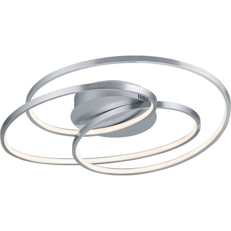 Plafonnier LED salon anneau lumineux interrupteur argent DIMMER trio lumières 673916007 (1/5)