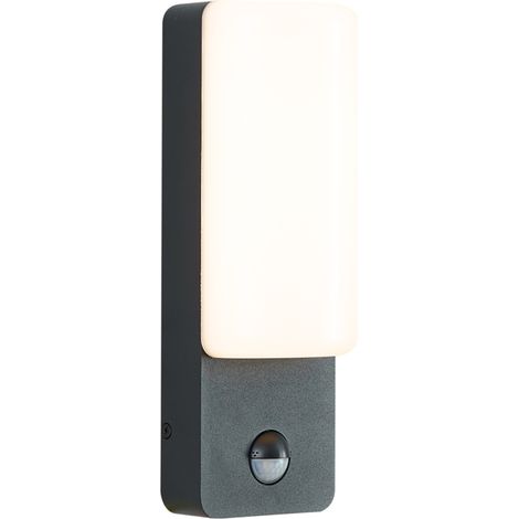 QAZQA Aplique de exterior negro con sensor de movimiento con LED
