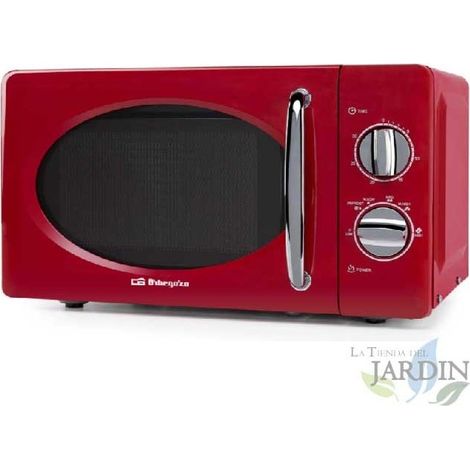 Microonde Vintage Rosso da 700 W. Capacità di 20 L. 6 livelli di potenza. Timer di 30 minuti