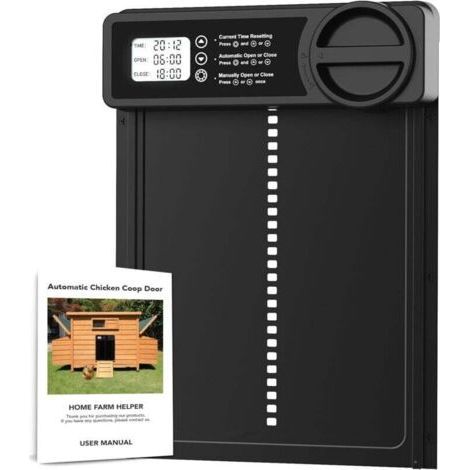 Automatic Chicken Coop Door, Aluminum Alloy Automatic Chicken Coop Door Manual Mode and Anti-Pinch Timer Large Screen, Battery Powered Automatic Chicken Coop Door (1/4)