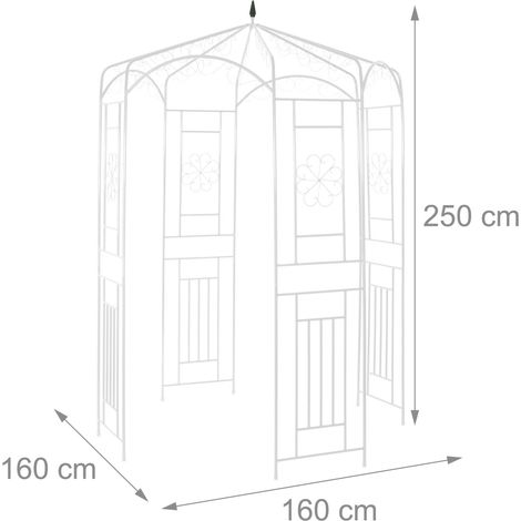 Arche à rosiers décorative jardin 250 x 160 x 160 cm pour plantes grimpantes en métal noir (1/4)