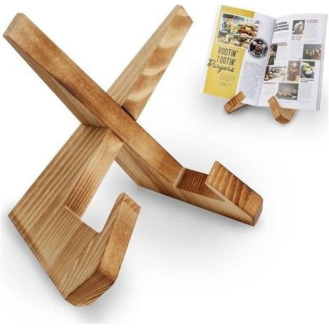 Lntyq 1 Pièce Support de livre de cuisine en bois, Porte-Livre de Recette pour Présentoir, Support pour livre de recettes, Porte-Livre de Cuisine en Bois Artisanal, Support de Livre de Recette pour Cu (1/5)