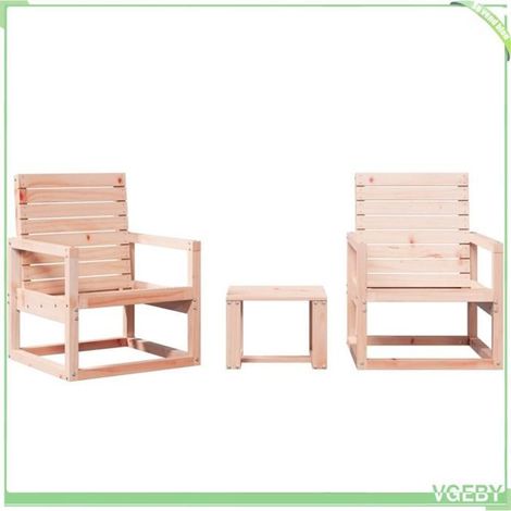Ensemble salon de jardin bois - FAFEICY - 832555 - Bois de douglas massif - 1 table 2 chaises - Design à lattes (1/5)