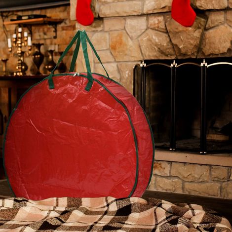 Sac De Rangement Pour Guirlandes De Noël - Sac De Rangement Pour Boules De Noël - 76,2 X 18 Cm - Rouge - 1 Pièce (1/5)