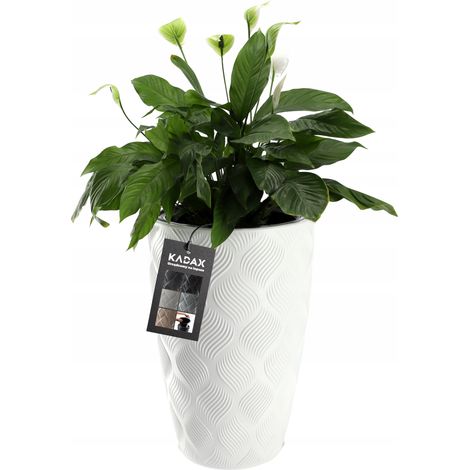 KADAX Blumentopf mit Einsatz und Griffen, aus Kunststoff, 48.5 cm Weiß