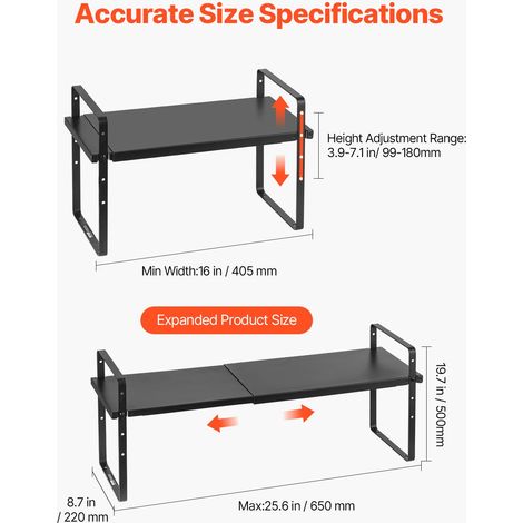 Étagère à épices pour armoire extensible à 2 niveaux, réglable en hauteur de 99 à 180 mm, organiseur d'assaisonnement pour comptoir… (1/5)