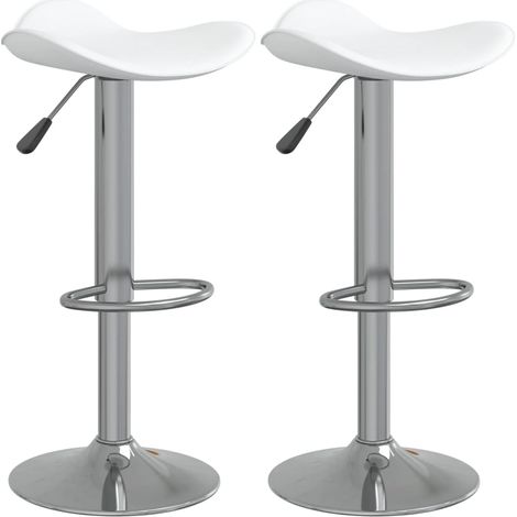 Tabourets de bar 2 pcs Blanc Acier chromé et cuir artificiel (1/5)
