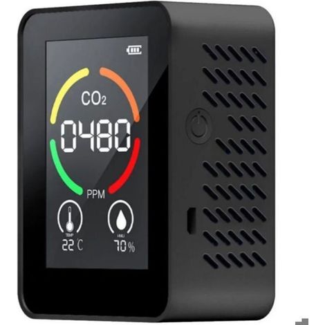 Détecteur Co2 - 400 À 5000 Ppm - Température Et Humidité - Écran Lcd - 90 X 70 X 40 Mm - 1 Pièce (1/5)