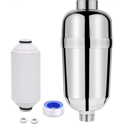 Universal 16-stage shower head filter removes chlorine and heavy metals. Replaceable water purifier, compatible with all shower heads. (1/5)