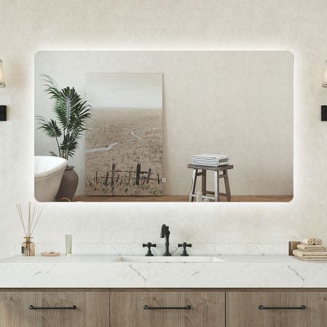 Specchio bagno Rettangolare 120x70cm Retroilluminato Con Led, Design Moderno + Antiappannamento (1/4)