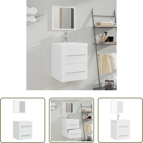 Spiegel - Badschrank mit Spiegel Weiß 41x38,5x48 cm (1/5)
