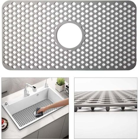 Silicone lavello mat, griglia protected for lavello in the kitchen, 62 x 32 cm, grigio (1/4)