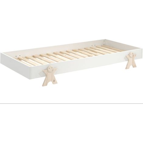 Lit 90x200 pin massif blanc et bois clair Fernando (1/3)