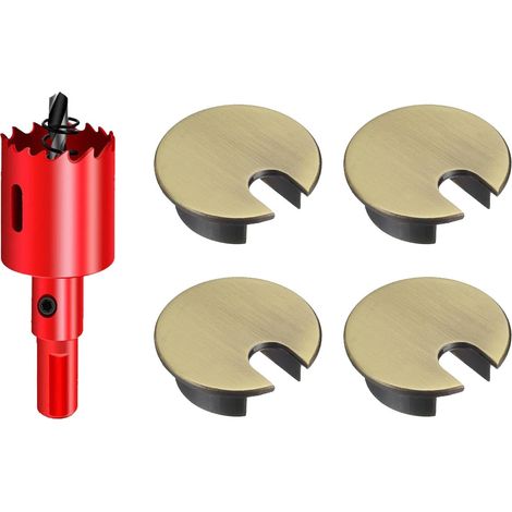 Lot de 4 œillets de Bureau, 35mm Bronze Durable Passe-câble de Bureau Passe-câble de Bureau, Solution Idéale pour Le Bureau et la Maison Câble de Table, avec 35mm Scie Cloche (1/5)
