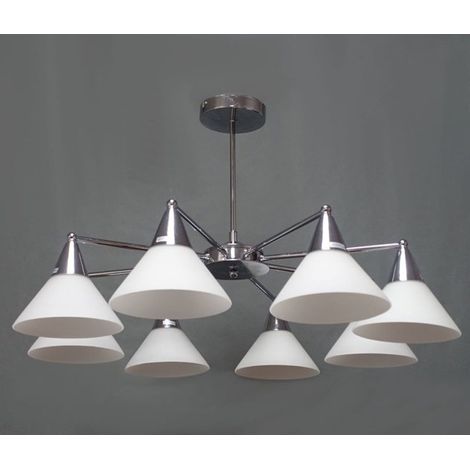 TrAdE Shop Traesio - Lampadario Moderno Led A Sospensione A 8 Bracci Con Coppe Vetro Lampada Luce E14 00897 - (1/2)