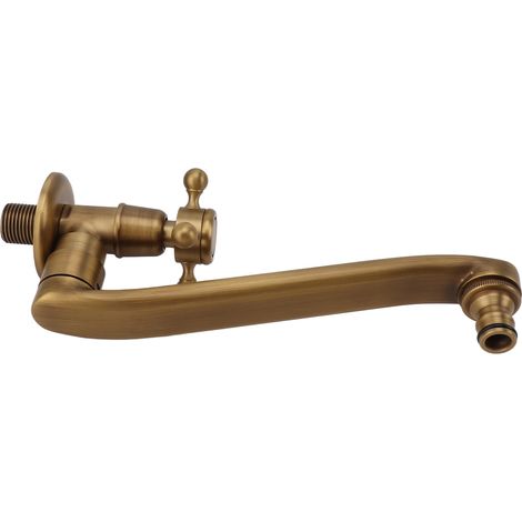Robinet de jardin ancien avec bec allongé, en cuivre antigel, fixation murale, robinet d'eau froide simple pour le lavage, bec pointu (1/5)
