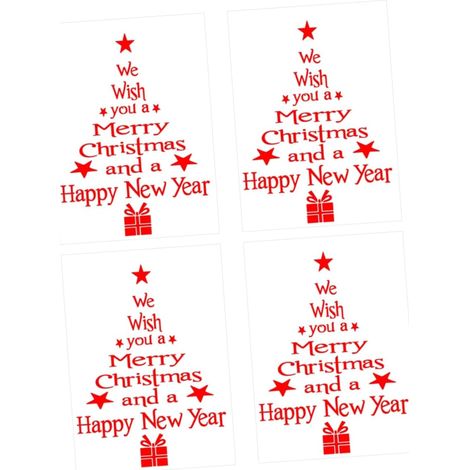 4pièces Autocollants Sapin De Noël Décoration Murale Lot De Stickers Ornement Adhésif Pour Fenêtre Et Porte Vitrée Rouge (1/5)