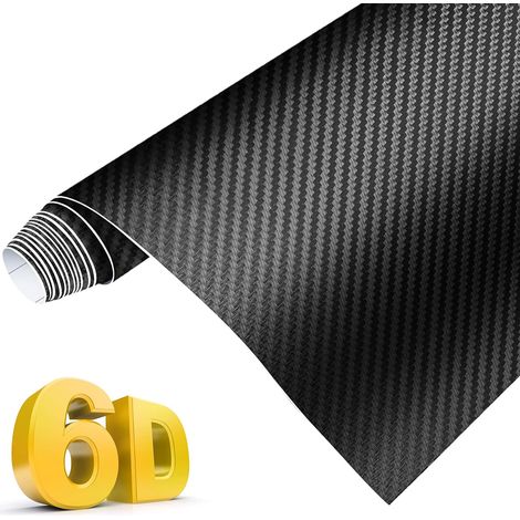 Film Vinyle 3D Effet Fibre De Carbone Noir – Sans Bulles, Adhésif, 0.14mm