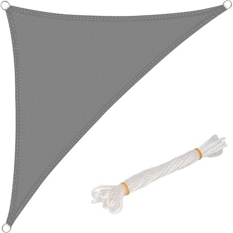 WOLTU Toldo Vela de Sombra Triangular 3.6x3.6x5.1 m HDPE Transpirable Prevención Rayos UV Solar Protección 85% Resistente y para Jardín Patio Exteriores Arena Gris