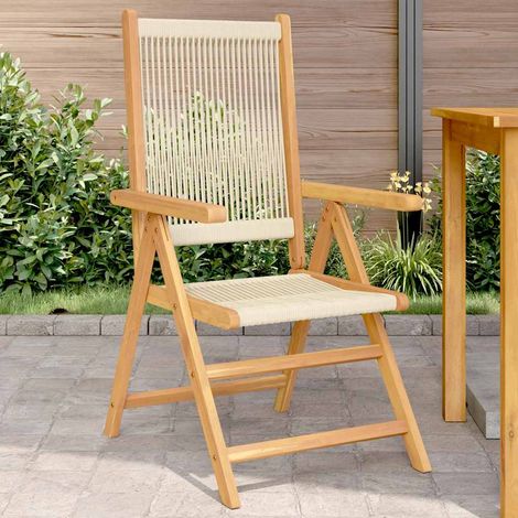 vidaXL Chaises de jardin lot de 2 beige bois d'acacia et polypropylène (1/5)