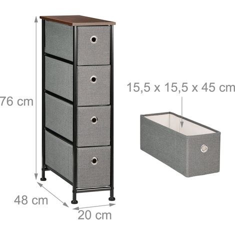 Cómoda estrecha de almacenamiento práctico 90 x 40 x 80 cm estilo industrial moderno en madera efecto gris 130015042 (1/4)