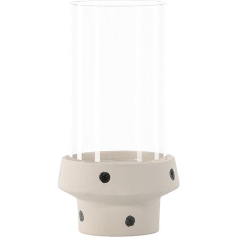 Lanterne en Verre "Davida" 29cm Blanc & Noir (1/4)