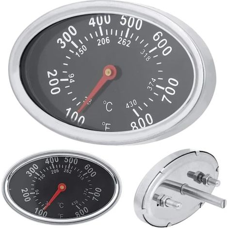 Filiyano-Thermomètre à fumée pour barbecue de forme ovale, en acier inoxydable