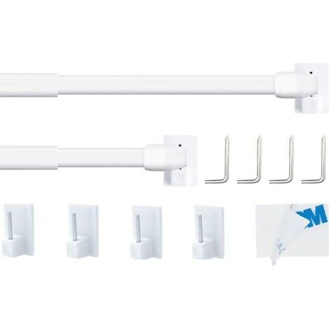 2 Pièce Tringle a Rideaux Extensible sans Percage Réglable Barre a Rideaux sans Percage pour Maison et de Crochets Rideau (30-50CM) (1/5)