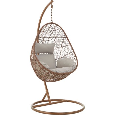 Interiors by Premier Luxurious Brown Rattan Hanging Chair, Versatile Lounge Chair, Sturdy Bedroom Chair, Modern Garden Chair (1/5)