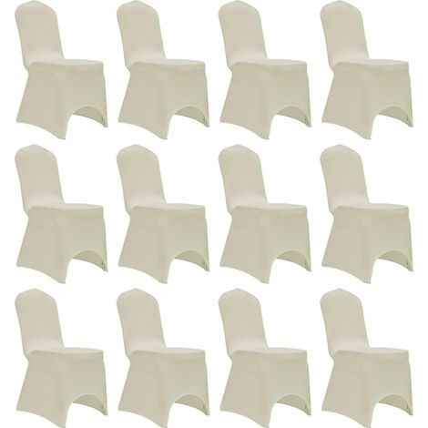 vidaXL Housses élastiques de chaise Crème 12 pcs (1/5)