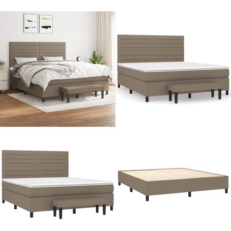 Sommier à lattes de lit avec matelas Taupe 180x200 cm Tissu - Lit Plateforme - Lit Double - Matelas Ressorts Ensachés - Literie Taupe - Meuble Chambre - Home & Living (1/5)